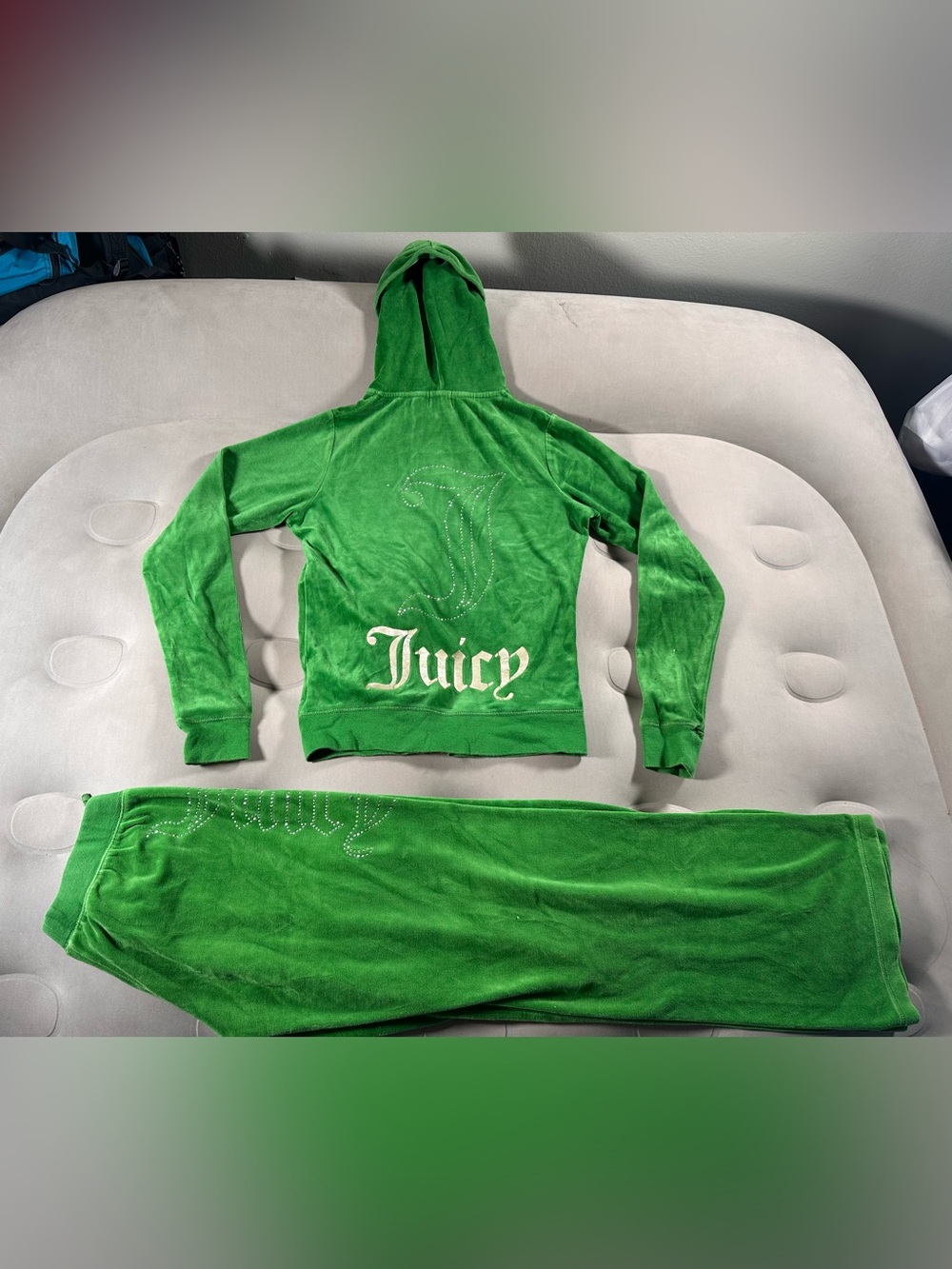 Juicy Couture Vintage USA Made Green Velour Track Suit Retro Y2K M/L Rare HTF